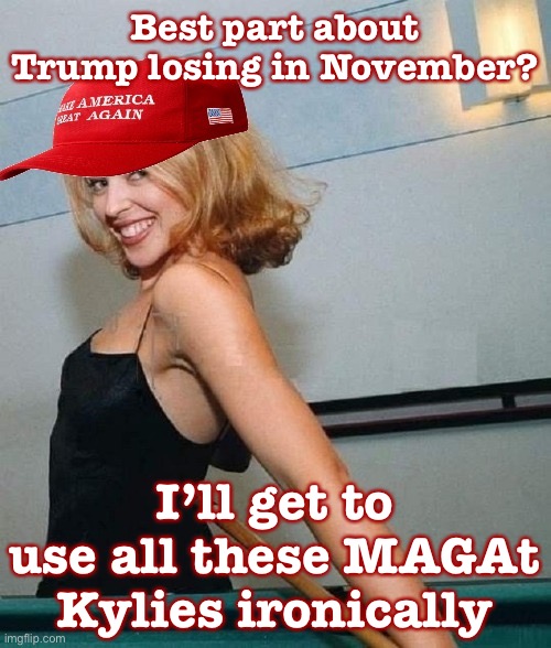 Easily the funniest/most tasteful thing those MAGAts have done, and I relish the prospect of trolling them back with it forever | Best part about Trump losing in November? I’ll get to use all these MAGAt Kylies ironically | image tagged in maga kylie,maga,trolling the troll,election 2020,2020 elections,imgflip trolls | made w/ Imgflip meme maker