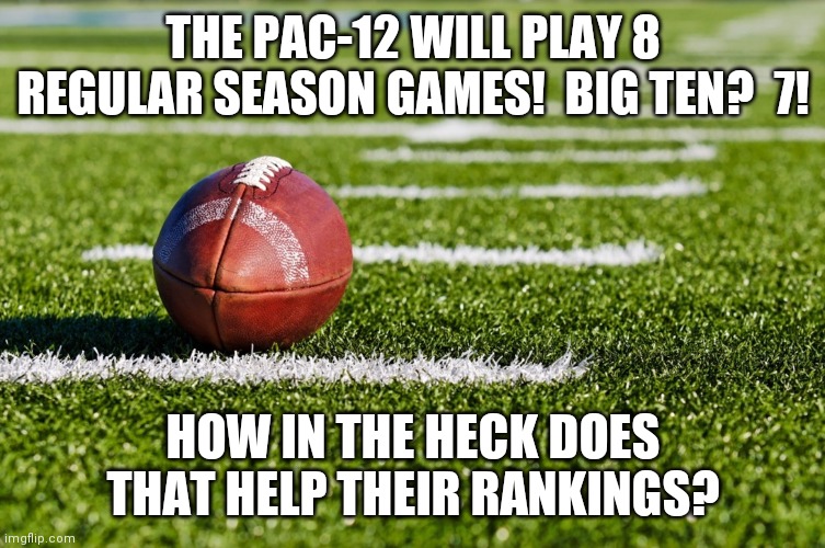 Pac-12 and Big Ten should have to buy tickets to see the National Championship!  It's like working 7 hours but want paid for 8! | THE PAC-12 WILL PLAY 8 REGULAR SEASON GAMES!  BIG TEN?  7! HOW IN THE HECK DOES THAT HELP THEIR RANKINGS? | image tagged in college football,participation trophy,toilet,bowl,playoffs | made w/ Imgflip meme maker