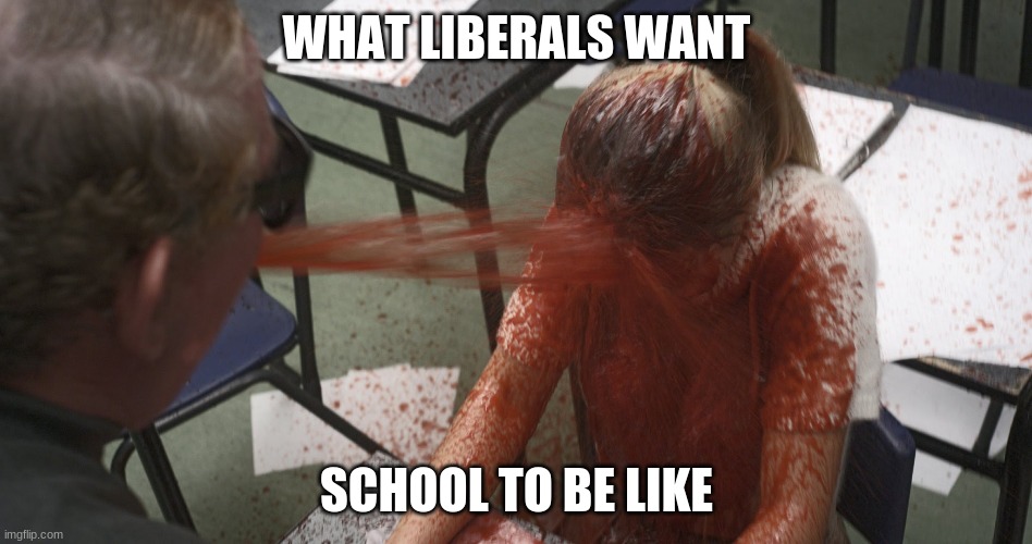 Liberal "Education" | WHAT LIBERALS WANT; SCHOOL TO BE LIKE | image tagged in bloody,liberal logic,maga | made w/ Imgflip meme maker