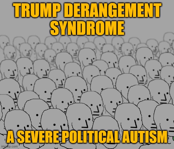 There is no hope, there is no cure. | TRUMP DERANGEMENT
SYNDROME; A SEVERE POLITICAL AUTISM | image tagged in npc crowd,democrats,tds,blm,antifa,election 2020 | made w/ Imgflip meme maker