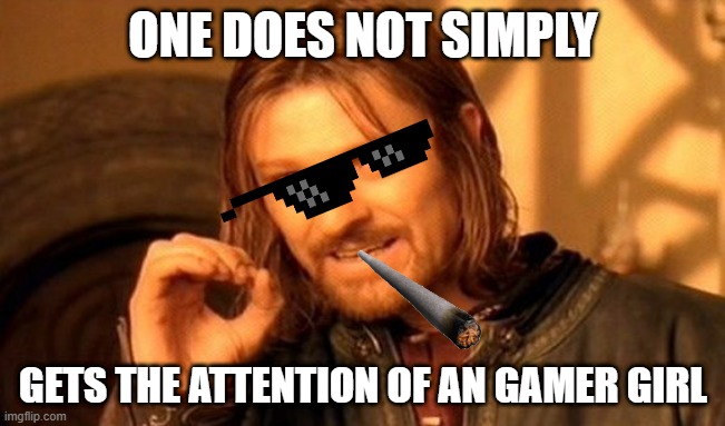 Christtina this one is for you XD | ONE DOES NOT SIMPLY; GETS THE ATTENTION OF AN GAMER GIRL | image tagged in memes,one does not simply | made w/ Imgflip meme maker