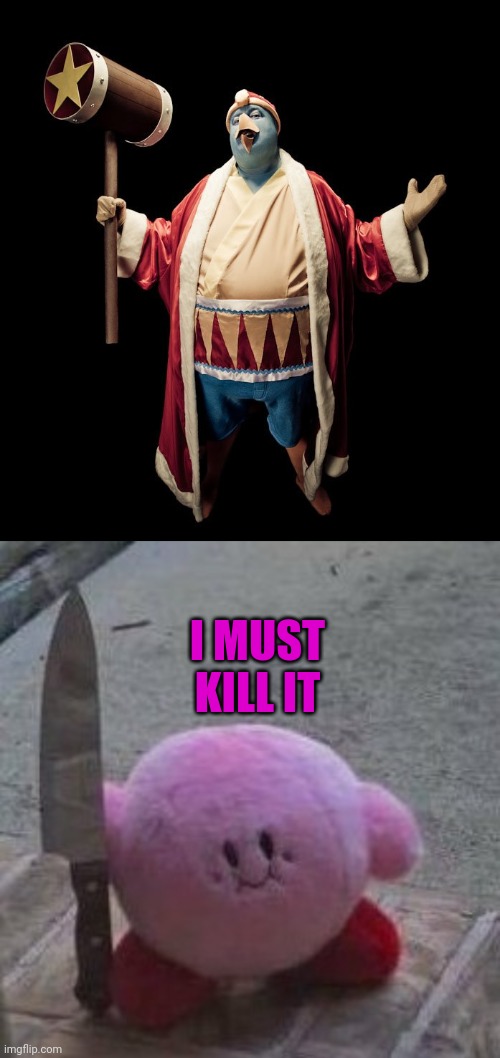 REAL KING DEDEDE? | I MUST KILL IT | image tagged in creepy kirby,king dedede,kirby,cosplay | made w/ Imgflip meme maker