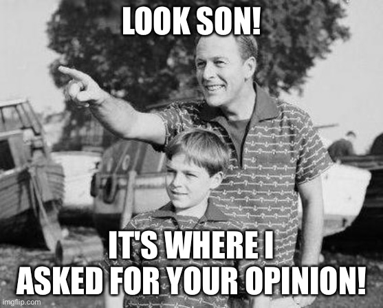 Yes | LOOK SON! IT'S WHERE I ASKED FOR YOUR OPINION! | image tagged in memes,look son | made w/ Imgflip meme maker