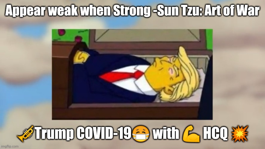 WaPo: "Imagine never having to think of POTUS Trump again"? How to Make Liberals Cry Again... #HCQcure #BRINKMANSHIP #TRUMP2020 | Appear weak when Strong -Sun Tzu: Art of War; 🎺Trump COVID-19😷 with 💪 HCQ 💥 | image tagged in trump covid art of war,covid-19,the cure,the great awakening,trump 2020,maga | made w/ Imgflip meme maker