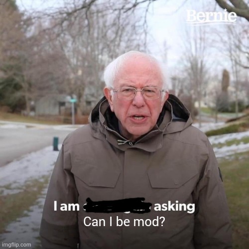 Please? | Can I be mod? | image tagged in memes,bernie i am once again asking for your support | made w/ Imgflip meme maker