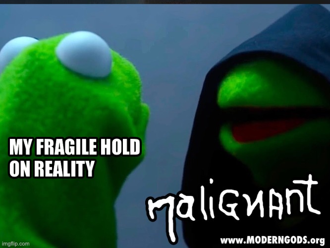 Fragile Hold on Reality vs. Malignant | image tagged in kermit the frog,evil kermit,expectation vs reality,reality,novel | made w/ Imgflip meme maker