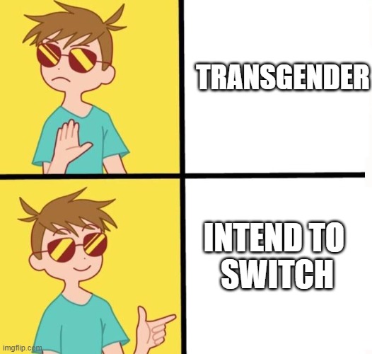 Ftm trans meme yes/no | TRANSGENDER; INTEND TO 
SWITCH | image tagged in ftm trans meme yes/no | made w/ Imgflip meme maker