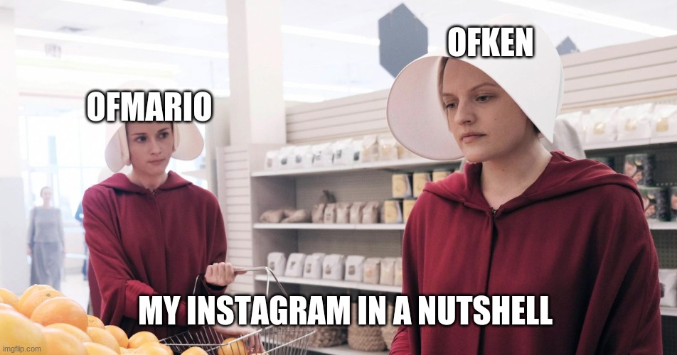 The Handmaid's Tale | OFKEN; OFMARIO; MY INSTAGRAM IN A NUTSHELL | image tagged in the handmaid's tale | made w/ Imgflip meme maker