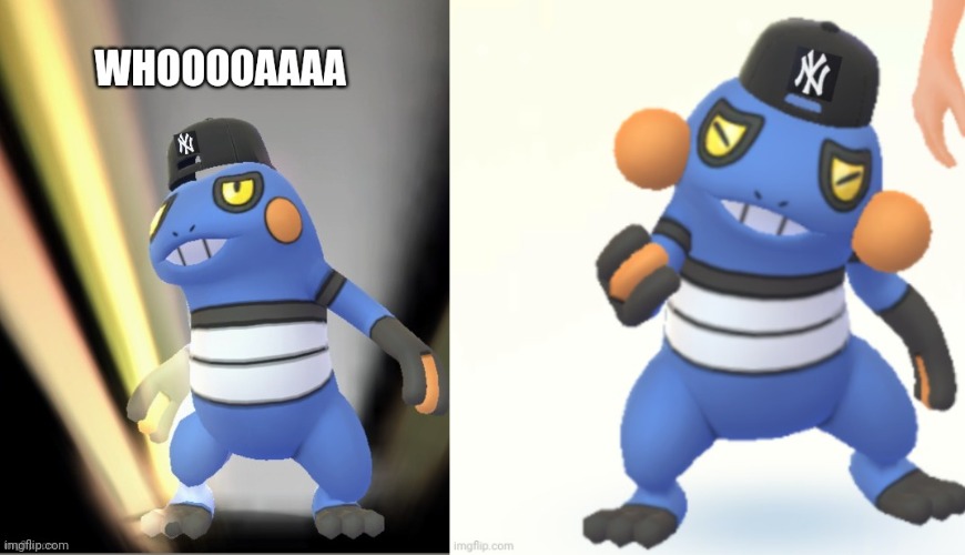 Croagunk wit no brim | image tagged in pokemon go,yankees,gaming,video games,dank memes,funny memes,PokemonGOMemes | made w/ Imgflip meme maker