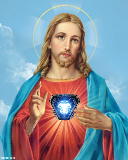 Sacred Arc Reactor | image tagged in jesus christ,iron man,avengers,jesus,arc reactor,sacred heart | made w/ Imgflip meme maker