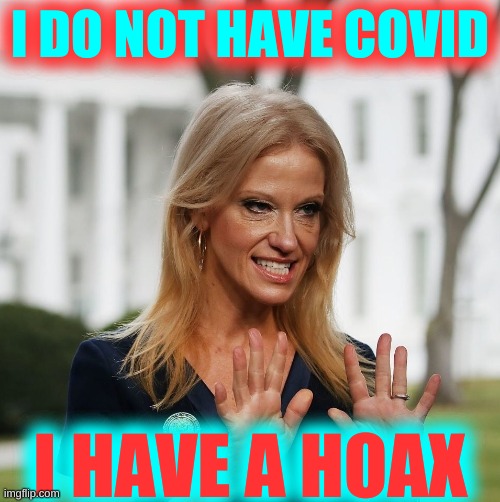 sick from a hoax | I DO NOT HAVE COVID; I HAVE A HOAX | image tagged in kellyanne conway,trump covid,alternative facts,democrat hoax | made w/ Imgflip meme maker