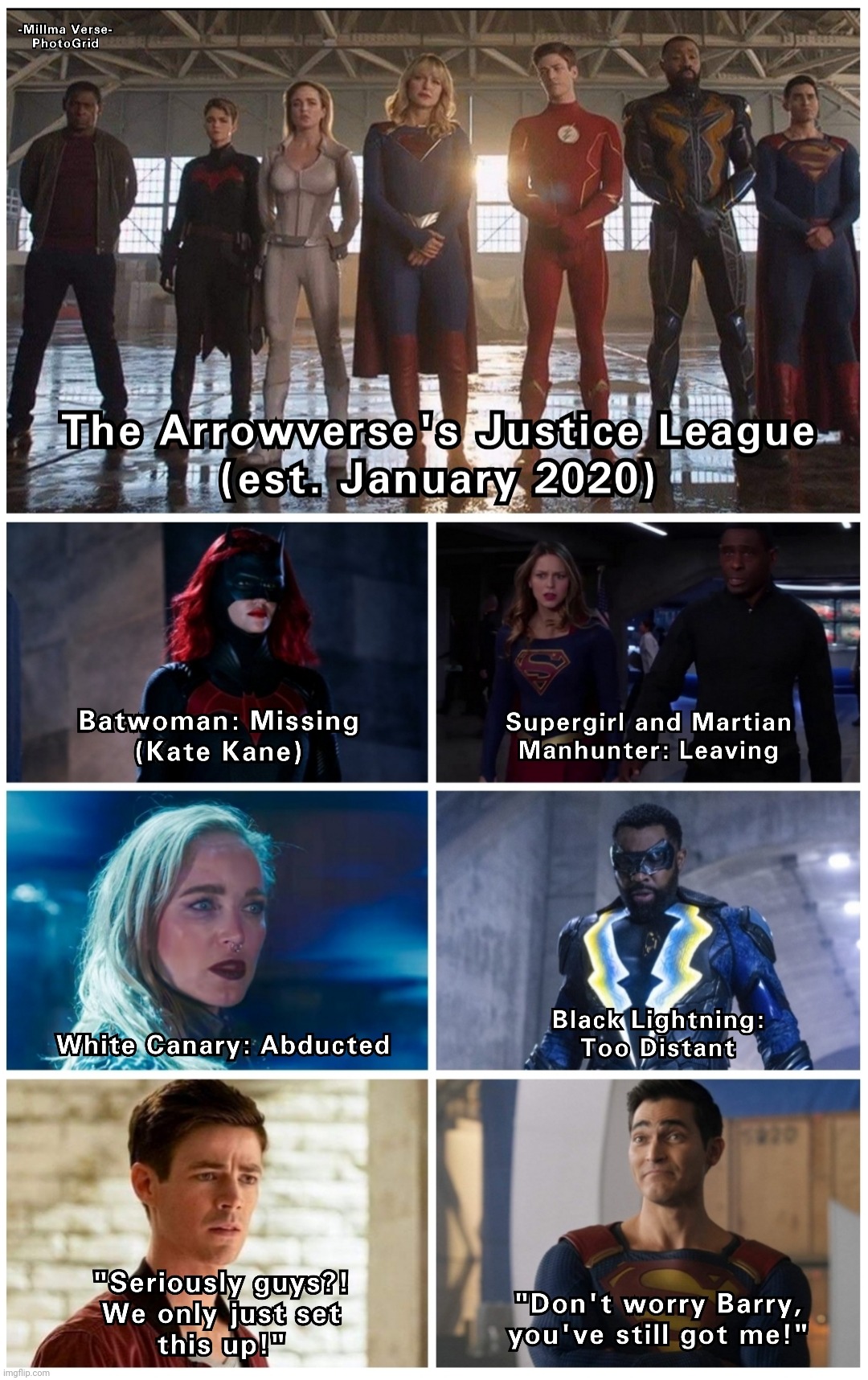 Arrowverse Justice League | image tagged in arrowverse,justice league,superman,the flash,black lightning,batwoman | made w/ Imgflip meme maker