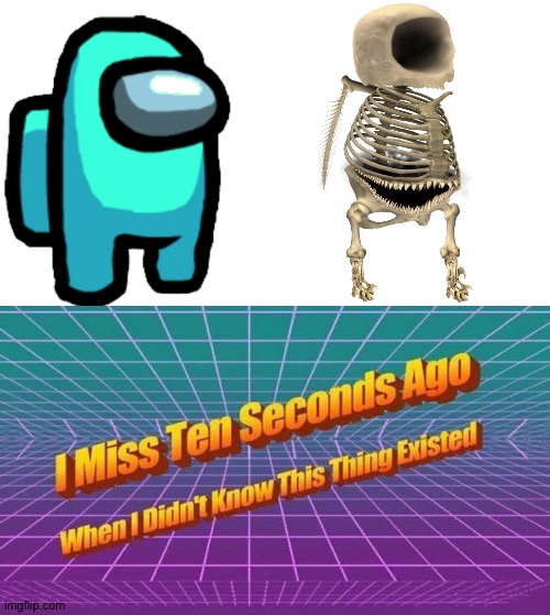 Thanks, I hate among us as skeletons | image tagged in i miss ten seconds ago,mini crewmate,memes,funny,skeleton,among us | made w/ Imgflip meme maker