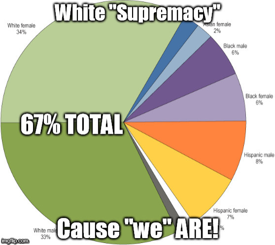 White SUPREMACY....you keep telling us, I guess CAUSE we ARE....the Majority! | image tagged in white supremacy,black supremacy,antifa,black lives matter,blm | made w/ Imgflip meme maker