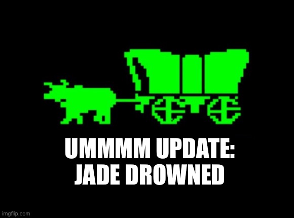 Oh god r.i.p I thought that I could just ford the wagon across the river and someone drowned | UMMMM UPDATE: JADE DROWNED | image tagged in oregon trail,update,r i p | made w/ Imgflip meme maker