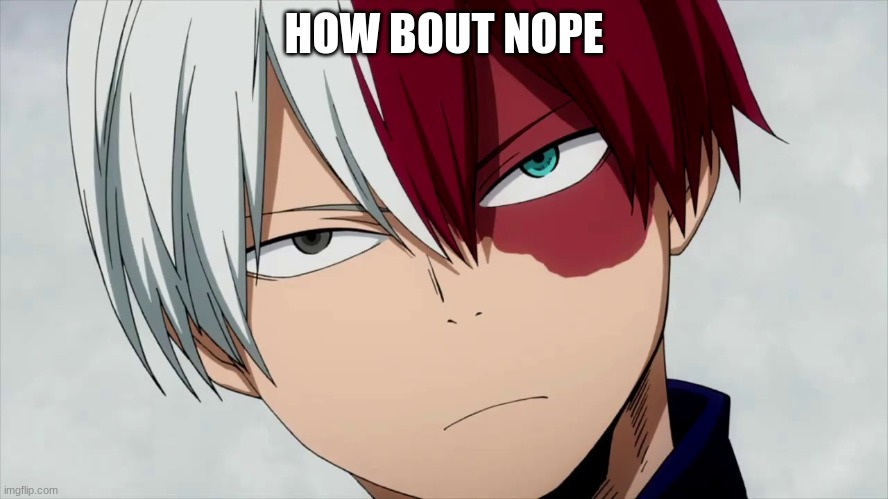 Bruh Todoroki | HOW BOUT NOPE | image tagged in bruh todoroki | made w/ Imgflip meme maker