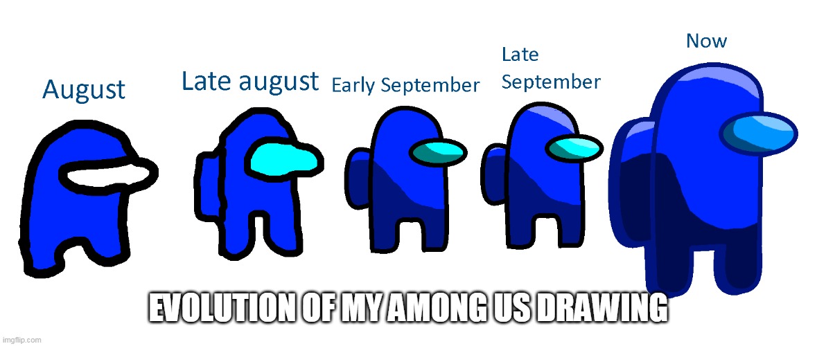among us | EVOLUTION OF MY AMONG US DRAWING | image tagged in among us,evolution | made w/ Imgflip meme maker