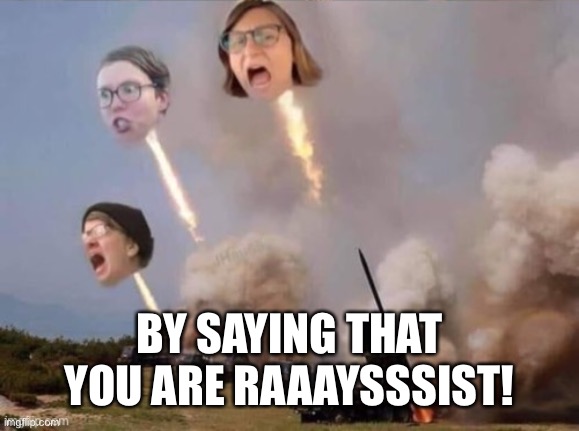 BY SAYING THAT YOU ARE RAAAYSSSIST! | made w/ Imgflip meme maker