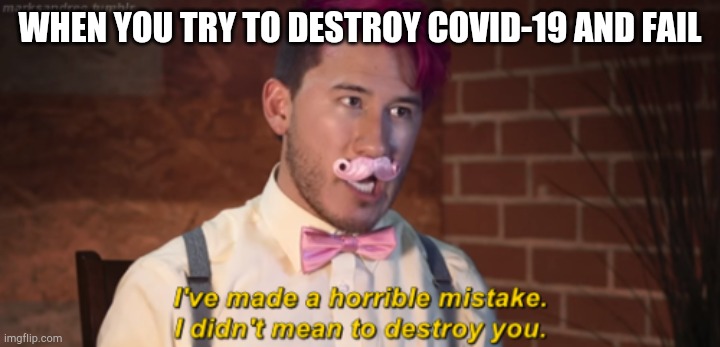 I didn't mean to destroy you... | WHEN YOU TRY TO DESTROY COVID-19 AND FAIL | image tagged in covid-19,memes,funny | made w/ Imgflip meme maker