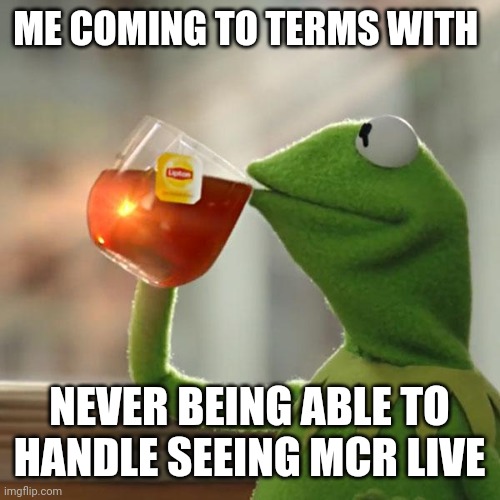 I have anxiety disorder I freak out when someone screams so | ME COMING TO TERMS WITH; NEVER BEING ABLE TO HANDLE SEEING MCR LIVE | image tagged in memes,but that's none of my business,kermit the frog | made w/ Imgflip meme maker
