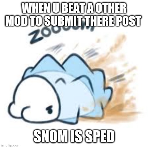 Snom is sped | WHEN U BEAT A OTHER MOD TO SUBMIT THERE POST; SNOM IS SPED | image tagged in snom is sped | made w/ Imgflip meme maker