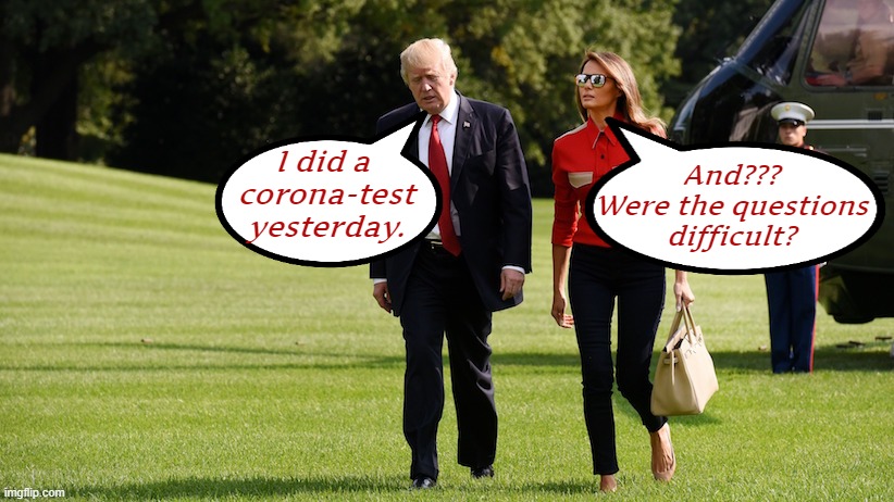 Corona Test | I did a 
corona-test
yesterday. And???
Were the questions
difficult? | image tagged in donald trump,corona,test | made w/ Imgflip meme maker
