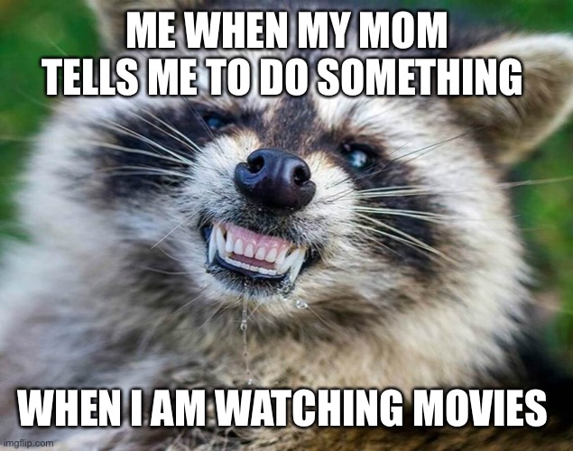 mad rocket | ME WHEN MY MOM TELLS ME TO DO SOMETHING; WHEN I AM WATCHING MOVIES | image tagged in memes | made w/ Imgflip meme maker
