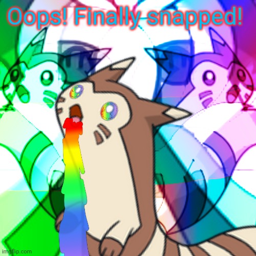 Furret on Acid | Oops! Finally snapped! | image tagged in furret on acid | made w/ Imgflip meme maker