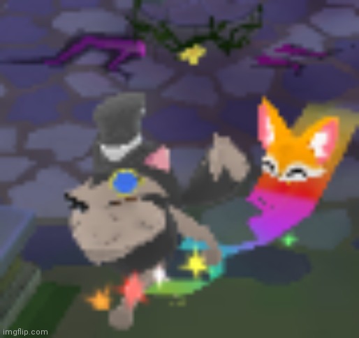I made Jer-Sama in animal jam! I know the picture is awful but I tried lol | image tagged in jer-sama,animal jam,rainbow | made w/ Imgflip meme maker