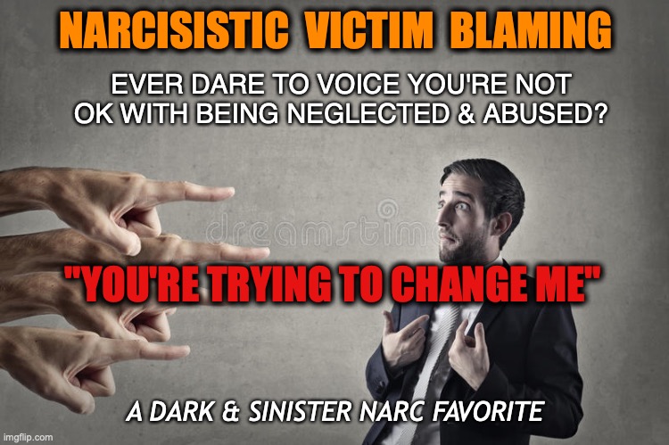 You're trying to control me | NARCISISTIC  VICTIM  BLAMING; EVER DARE TO VOICE YOU'RE NOT
OK WITH BEING NEGLECTED & ABUSED? "YOU'RE TRYING TO CHANGE ME"; A DARK & SINISTER NARC FAVORITE | image tagged in narcissist blame | made w/ Imgflip meme maker
