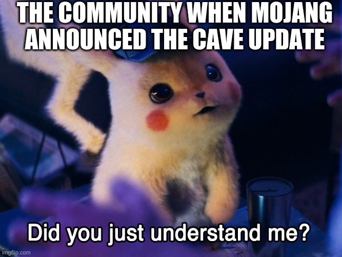 Did u understand me? | THE COMMUNITY WHEN MOJANG ANNOUNCED THE CAVE UPDATE | image tagged in did u understand me,minecraft | made w/ Imgflip meme maker