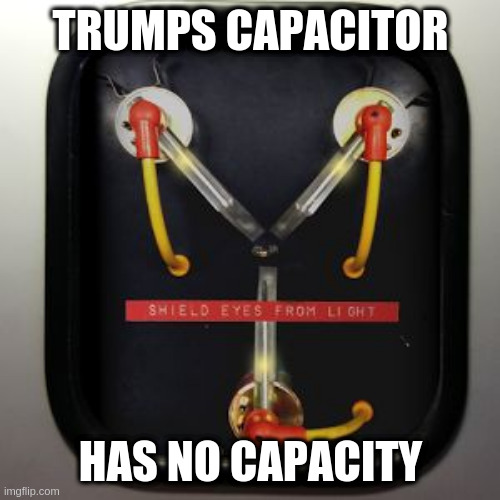 Flux Capacitor | TRUMPS CAPACITOR HAS NO CAPACITY | image tagged in flux capacitor | made w/ Imgflip meme maker