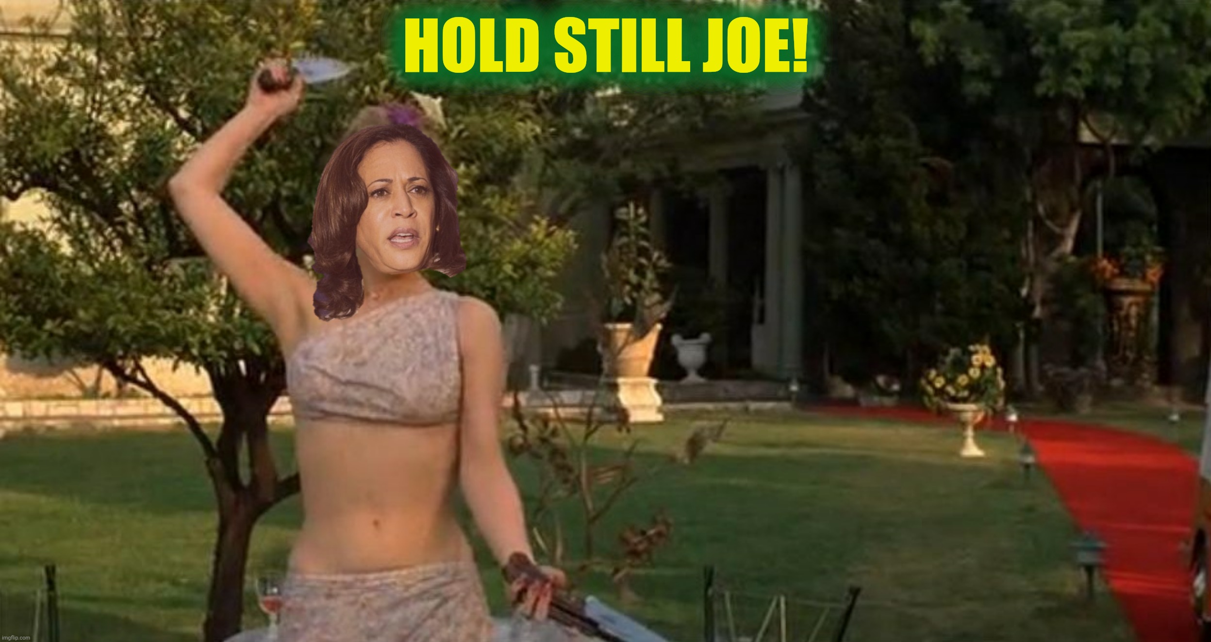 Bad Photoshop Sunday presents:  If Joe Biden wins | HOLD STILL JOE! | image tagged in bad photoshop sunday,the jerk,kamala,joe biden | made w/ Imgflip meme maker