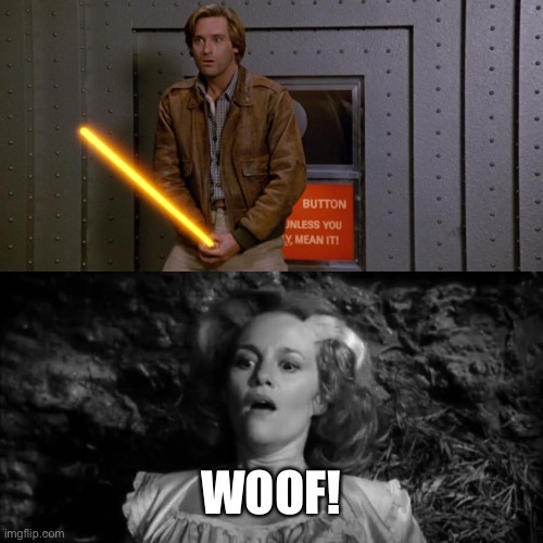 An enormous Schwanzstucker |  WOOF! | image tagged in young frankenstein,mel brooks,space balls,woof | made w/ Imgflip meme maker
