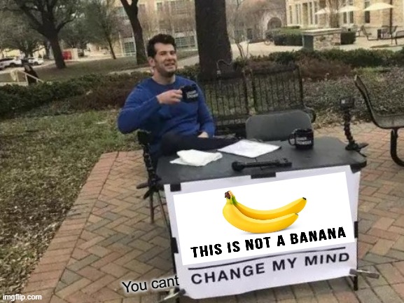 Change My Mind Meme | You cant | image tagged in memes,change my mind | made w/ Imgflip meme maker