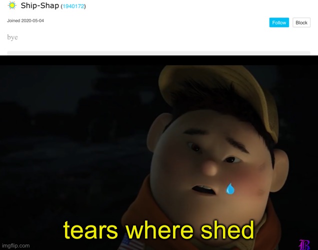 guys! Ship-Shap is leavin' :( | tears where shed | image tagged in ship-shap,imgflip users | made w/ Imgflip meme maker