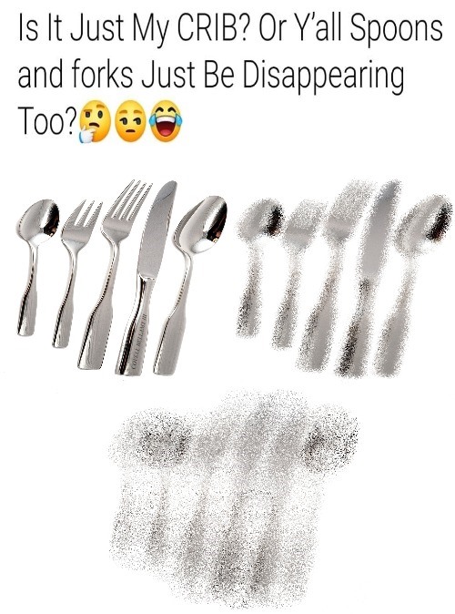 Forks And Spoons Mysteriously Disappearing Blank Meme Template