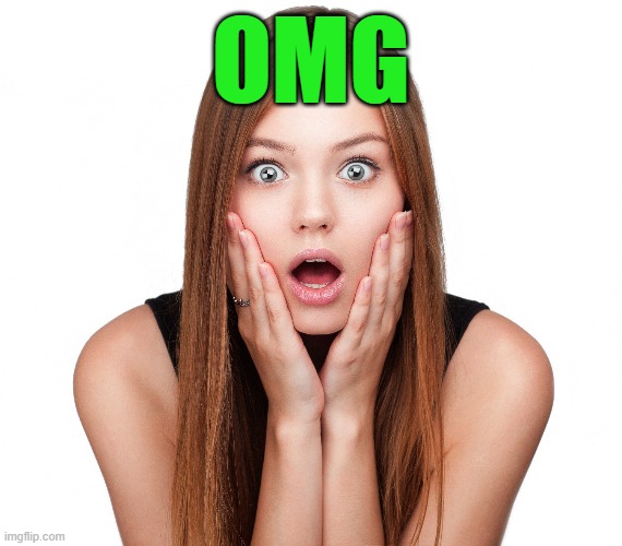 Craziness Shocked Female | OMG | image tagged in craziness shocked female | made w/ Imgflip meme maker