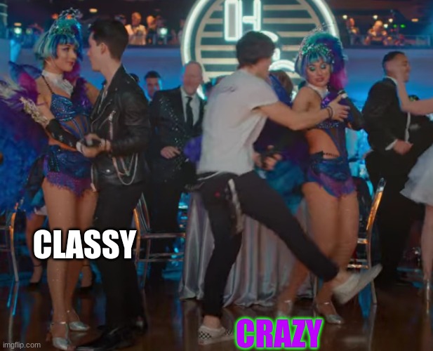 Julie and the Phantoms: Reggie vs. Luke dancing | CLASSY; CRAZY | image tagged in netflix | made w/ Imgflip meme maker
