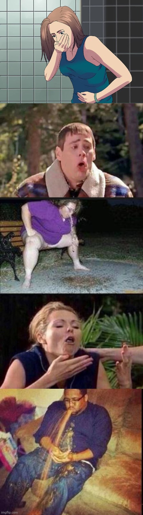 image tagged in fat woman throwing up,vomit,lloyd almost throwing up,about to puke,woman nauseous throwing up | made w/ Imgflip meme maker