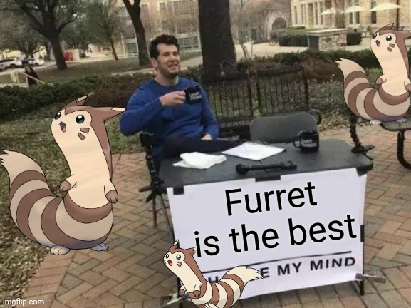 Furret my mind lol | Furret is the best | image tagged in memes,change my mind,furret,e | made w/ Imgflip meme maker
