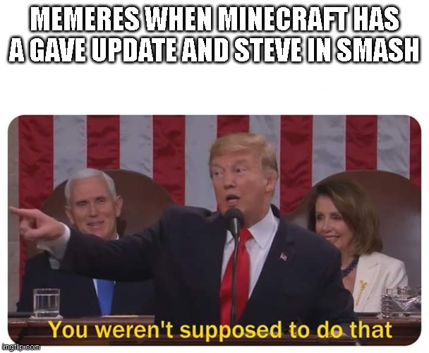 You weren't supposed to do that |  MEMERES WHEN MINECRAFT HAS A GAVE UPDATE AND STEVE IN SMASH | image tagged in you weren't supposed to do that | made w/ Imgflip meme maker