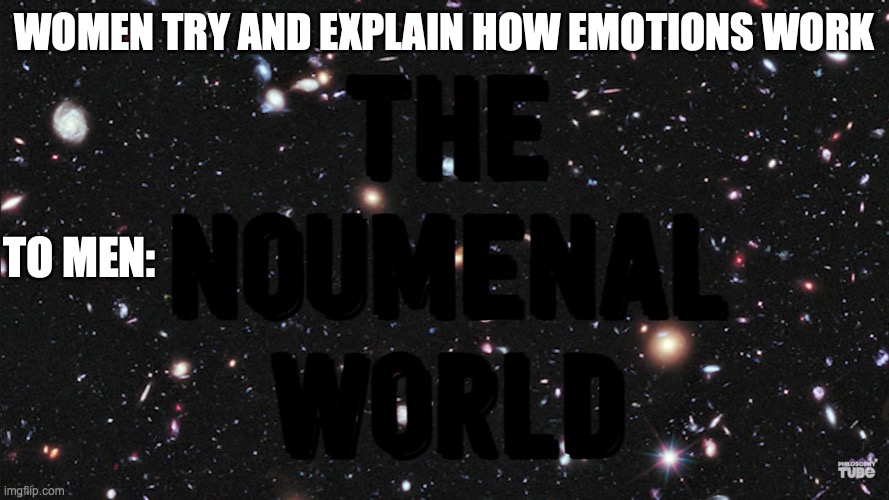 Women Try and Explain How Emotions Work To Men | WOMEN TRY AND EXPLAIN HOW EMOTIONS WORK; TO MEN: | image tagged in women,immanuel kant,men,oh no | made w/ Imgflip meme maker