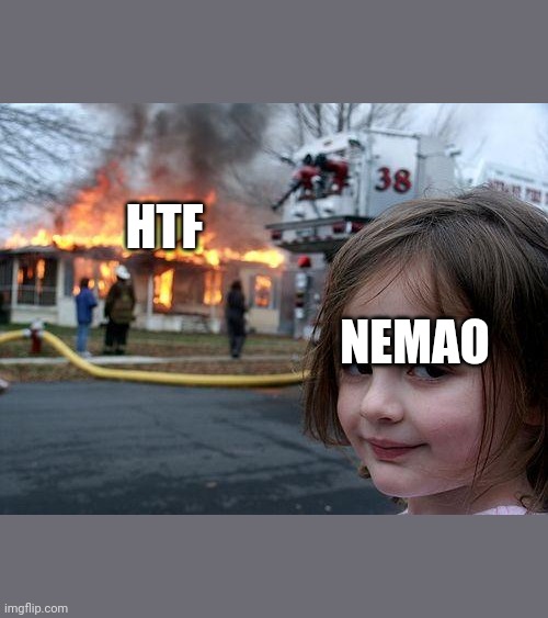 Disaster Girl | HTF; NEMAO | image tagged in memes,disaster girl | made w/ Imgflip meme maker