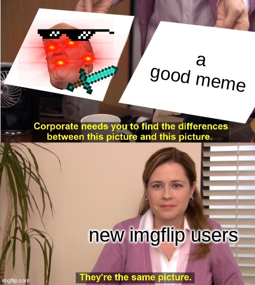 why do new users do this? | a good meme; new imgflip users | image tagged in memes,they're the same picture,imgflip users,meanwhile on imgflip | made w/ Imgflip meme maker
