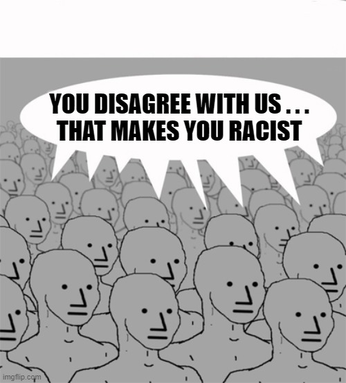 NPCProgramScreed | YOU DISAGREE WITH US . . .
THAT MAKES YOU RACIST | image tagged in npcprogramscreed | made w/ Imgflip meme maker