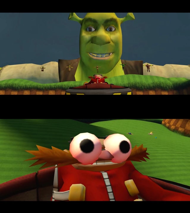 High Quality Shrek vs eggman Blank Meme Template