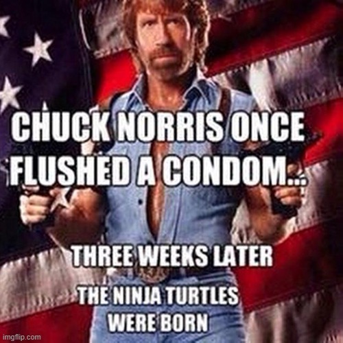 Chuck Norris counted to infinity —twice. | image tagged in vince vance,chuck norris,teenage mutant ninja turtles,memes,chuck norris mad face,flushed | made w/ Imgflip meme maker