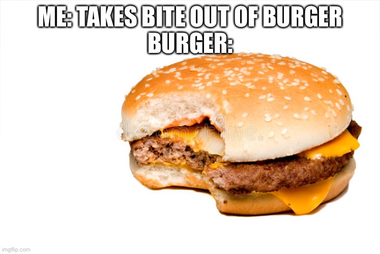 Burger | ME: TAKES BITE OUT OF BURGER
BURGER: | image tagged in burger | made w/ Imgflip meme maker