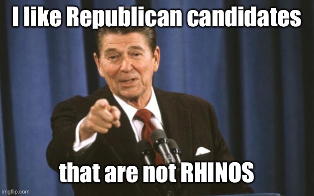 Ronald Reagan | I like Republican candidates that are not RHINOS | image tagged in ronald reagan | made w/ Imgflip meme maker